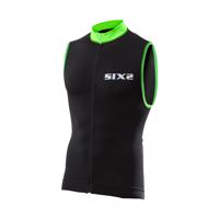 SIX2 Cyklistický dres bez rukávů - BIKE2 STRIPES - černá/zelená