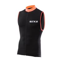 SIX2 Cyklistický dres bez rukávů - BIKE2 STRIPES - oranžová/černá S