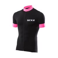 SIX2 Cyklistický dres s krátkým rukávem - BIKE3 STRIPES - černá/růžová