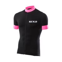 SIX2 Cyklistický dres s krátkým rukávem - BIKE3 STRIPES - růžová/černá S