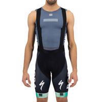 SPORTFUL Cyklistické kalhoty krátké s laclem - BORA HANSGROHE 2021 - černá/zelená 2XL