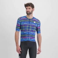 SPORTFUL Cyklistický dres s krátkým rukávem - GLITCH BOMBER - modrá/vícebarevná L