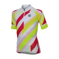 SPORTFUL Cyklistický dres s krátkým rukávem - VOLT KIDS - červená/bílá/žlutá